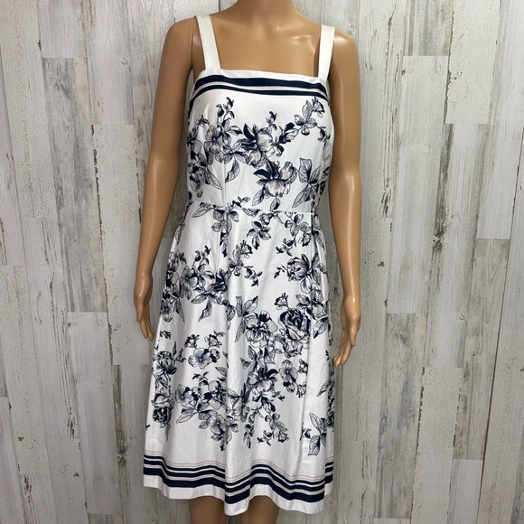 Madison Leigh Blue and White Sleeveless Midi Sundress - Picture 1 of 11